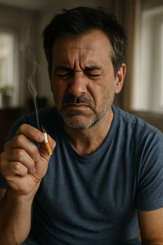 Warum jetzt mit dem Rauchen aufhören? Unzufriedener Raucher möchte aufhören